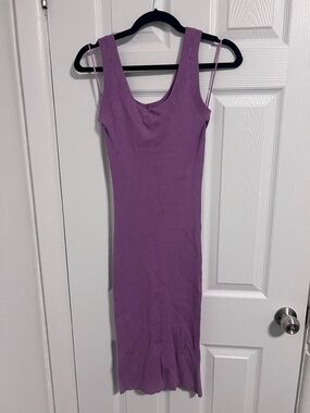 RW&Co Sleeveless Ribbed Purple Midi Dress